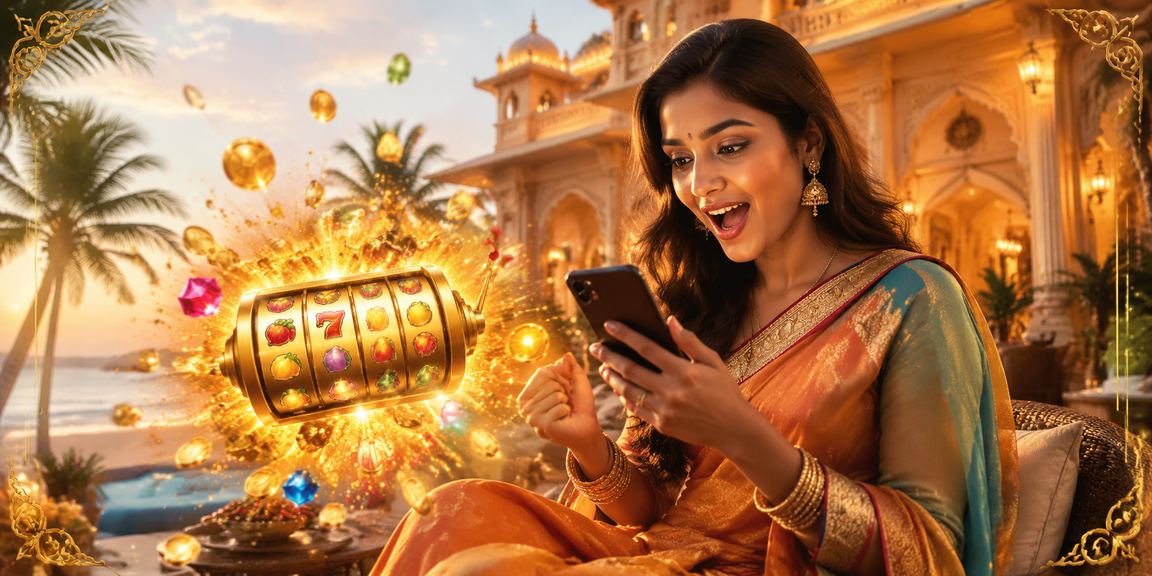 Woman enjoying slot games on mobile device in India
